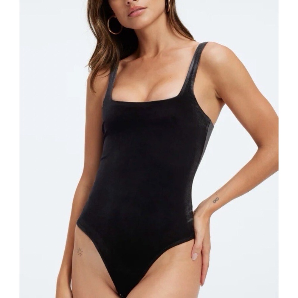 Good American Good Form Modern Tank Bodysuit Velvet Thong‎ Bodysuit GB0465 Sz 6